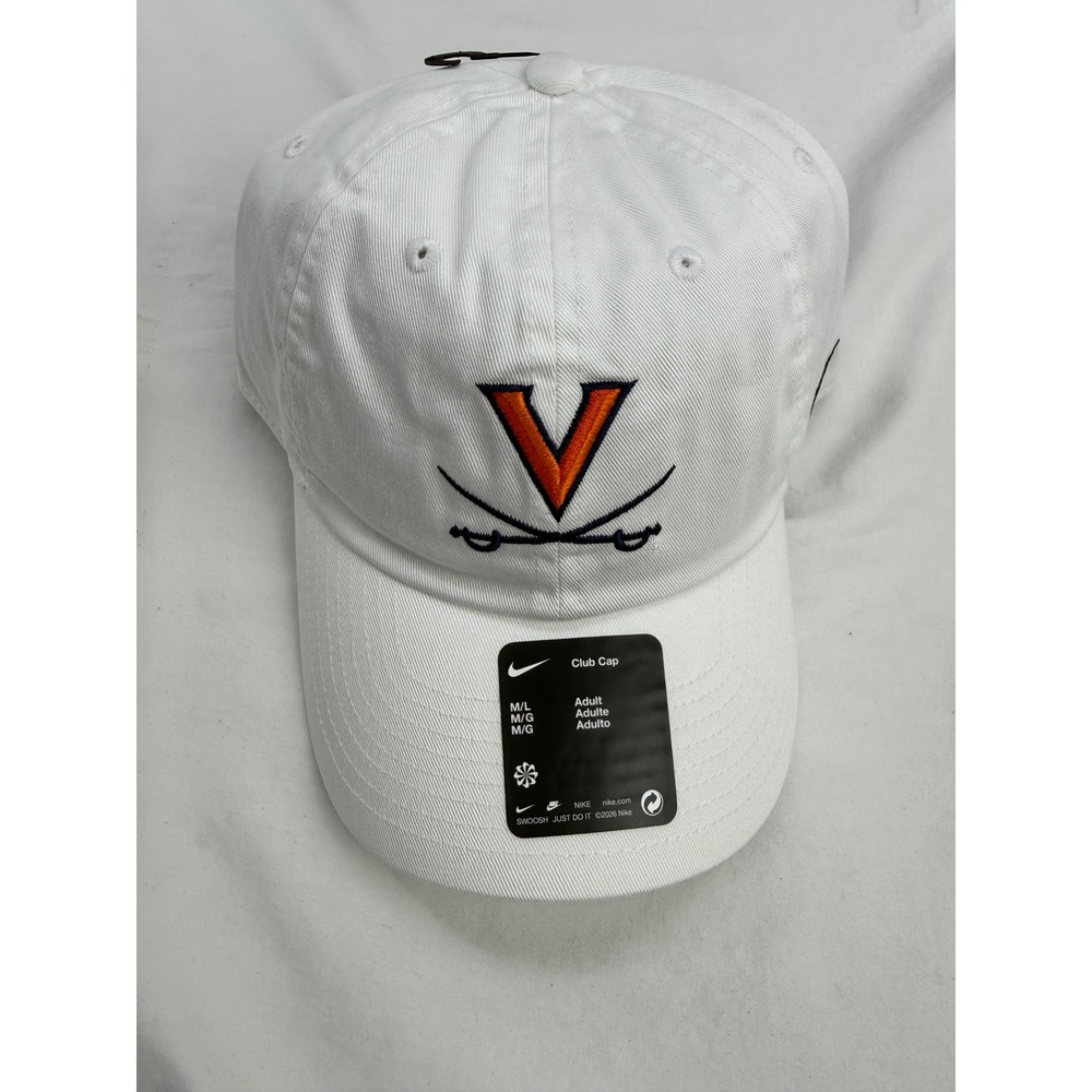 Nike Virginia Cavaliers UVA Club Cap Adjustable Hat White NWT M/L